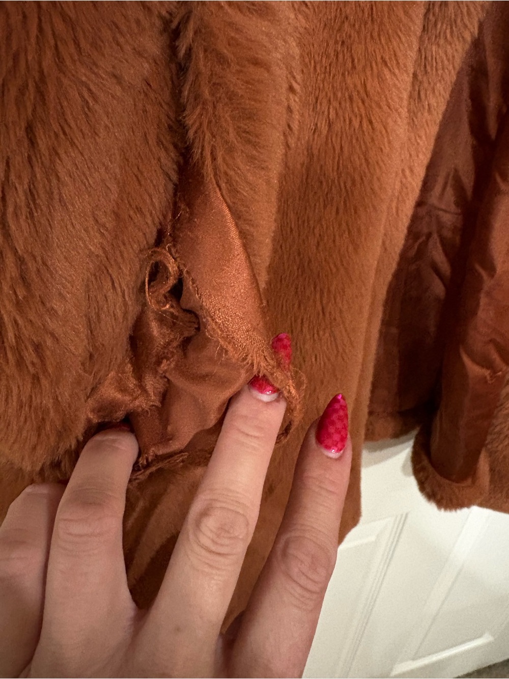 Time and Tru Women's Faux Fur Coat - Rust Brown - Picture 5 of 5